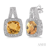 SILVER GEMSTONE & DIAMOND EARRINGS