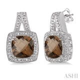 SILVER GEMSTONE & DIAMOND EARRINGS