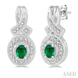OVAL SHAPE SILVER GEMSTONE & DIAMOND EARRINGS