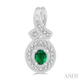 OVAL SHAPE SILVER GEMSTONE & DIAMOND EARRINGS