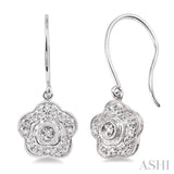 FLOWER SHAPE SILVER DIAMOND EARRINGS