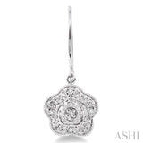 FLOWER SHAPE SILVER DIAMOND EARRINGS