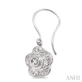 FLOWER SHAPE SILVER DIAMOND EARRINGS