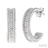 SILVER ROPE DIAMOND EARRINGS