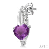 HEART SHAPE SILVER DIAMOND & GEMSTONE EARRINGS