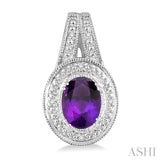OVAL SHAPE SILVER GEMSTONE & DIAMOND EARRINGS