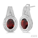 OVAL SHAPE SILVER GEMSTONE & DIAMOND EARRINGS