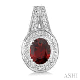 OVAL SHAPE SILVER GEMSTONE & DIAMOND EARRINGS