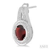 OVAL SHAPE SILVER GEMSTONE & DIAMOND EARRINGS