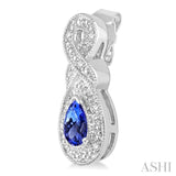 PEAR SHAPE SILVER GEMSTONE & DIAMOND EARRINGS
