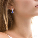 PEAR SHAPE SILVER GEMSTONE & DIAMOND EARRINGS