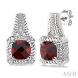 SILVER GEMSTONE & DIAMOND EARRINGS