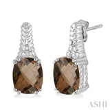 SILVER GEMSTONE & DIAMOND EARRINGS