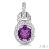 OVAL SHAPE SILVER GEMSTONE & DIAMOND EARRINGS