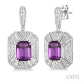 SILVER GEMSTONE & DIAMOND EARRINGS