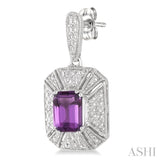 SILVER GEMSTONE & DIAMOND EARRINGS