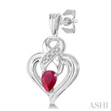 SILVER HEART SHAPE GEMSTONE& DIAMOND EARRINGS