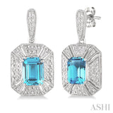 SILVER GEMSTONE & DIAMOND EARRINGS