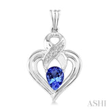 SILVER HEART SHAPE GEMSTONE& DIAMOND EARRINGS