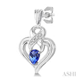 SILVER HEART SHAPE GEMSTONE& DIAMOND EARRINGS