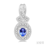 OVAL SHAPE SILVER GEMSTONE & DIAMOND EARRINGS