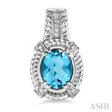 OVAL SHAPE SILVER GEMSTONE & DIAMOND EARRINGS