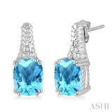 SILVER GEMSTONE & DIAMOND EARRINGS