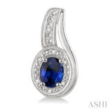 OVAL SHAPE SILVER GEMSTONE & DIAMOND EARRINGS