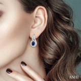 OVAL SHAPE SILVER GEMSTONE & DIAMOND EARRINGS
