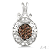 OVAL SHAPE SILVER CHAMPAGNE DIAMOND EARRINGS