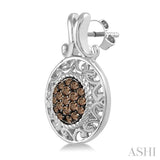 OVAL SHAPE SILVER CHAMPAGNE DIAMOND EARRINGS