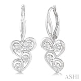SILVER TWICE HEART SHAPE DIAMOND EARRINGS