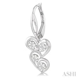 SILVER TWICE HEART SHAPE DIAMOND EARRINGS