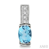 OVAL SHAPE SILVER GEMSTONE & DIAMOND EARRINGS