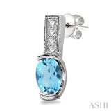 OVAL SHAPE SILVER GEMSTONE & DIAMOND EARRINGS
