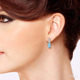 OVAL SHAPE SILVER GEMSTONE & DIAMOND EARRINGS