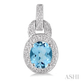 OVAL SHAPE SILVER GEMSTONE & DIAMOND EARRINGS