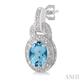 OVAL SHAPE SILVER GEMSTONE & DIAMOND EARRINGS