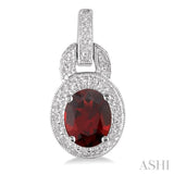 OVAL SHAPE SILVER GEMSTONE & DIAMOND EARRINGS