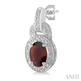 OVAL SHAPE SILVER GEMSTONE & DIAMOND EARRINGS