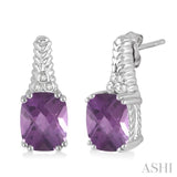 SILVER GEMSTONE & DIAMOND EARRINGS