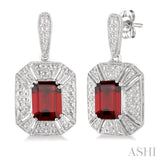 SILVER GEMSTONE & DIAMOND EARRINGS