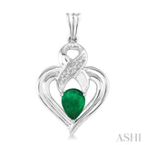 SILVER HEART SHAPE GEMSTONE& DIAMOND EARRINGS