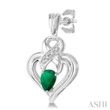 SILVER HEART SHAPE GEMSTONE& DIAMOND EARRINGS