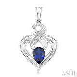 SILVER HEART SHAPE GEMSTONE& DIAMOND EARRINGS