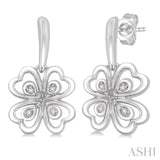 SILVER HEART SHAPE DIAMOND EARRINGS
