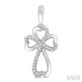 SILVER CROSS HEART SHAPE DIAMOND EARRINGS