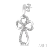 SILVER CROSS HEART SHAPE DIAMOND EARRINGS