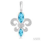 SILVER FLEUR DE LIS GEMSTONE & DIAMOND EARRINGS