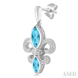 SILVER FLEUR DE LIS GEMSTONE & DIAMOND EARRINGS
